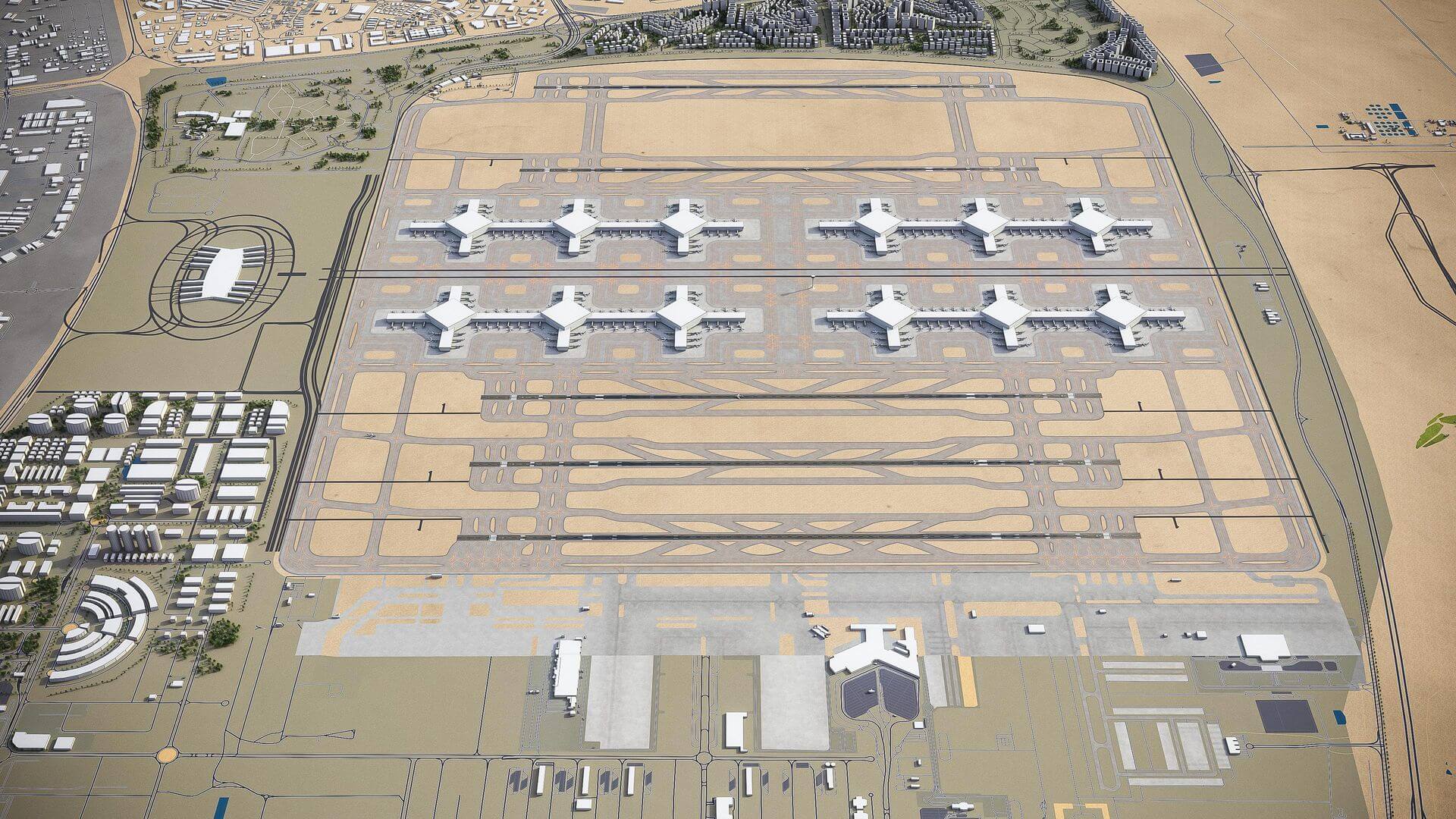 Dubai Al Maktoum International Airport DWC 3D Model by 3dcitymodels