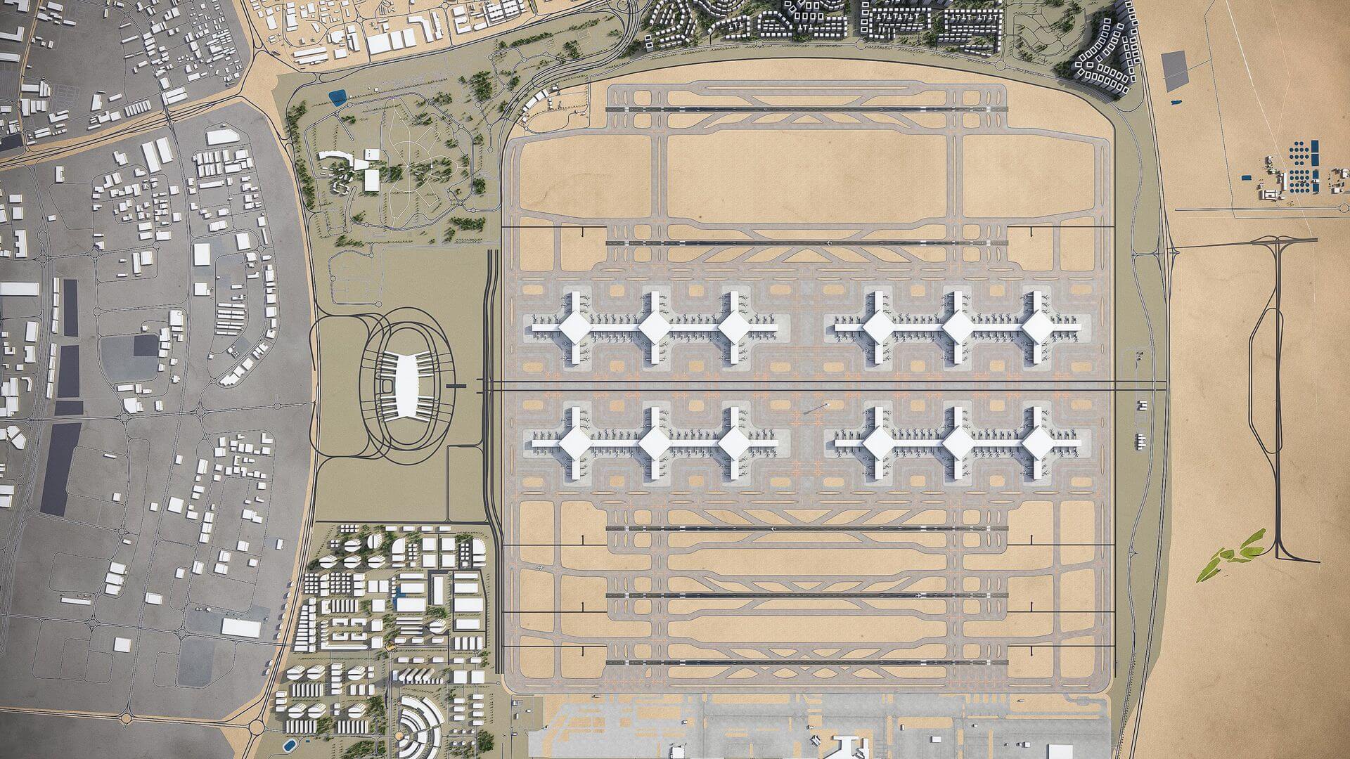 Dubai Al Maktoum International Airport DWC 3D Model by 3dcitymodels