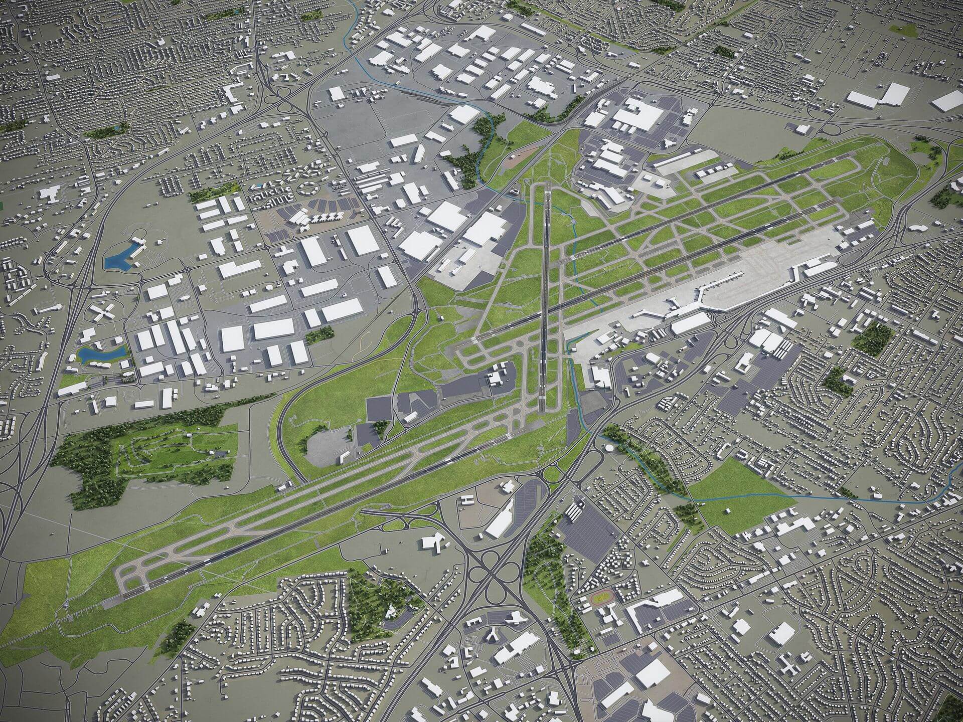St Louis Lambert International Airport STL 3D Model by 3dcitymodels