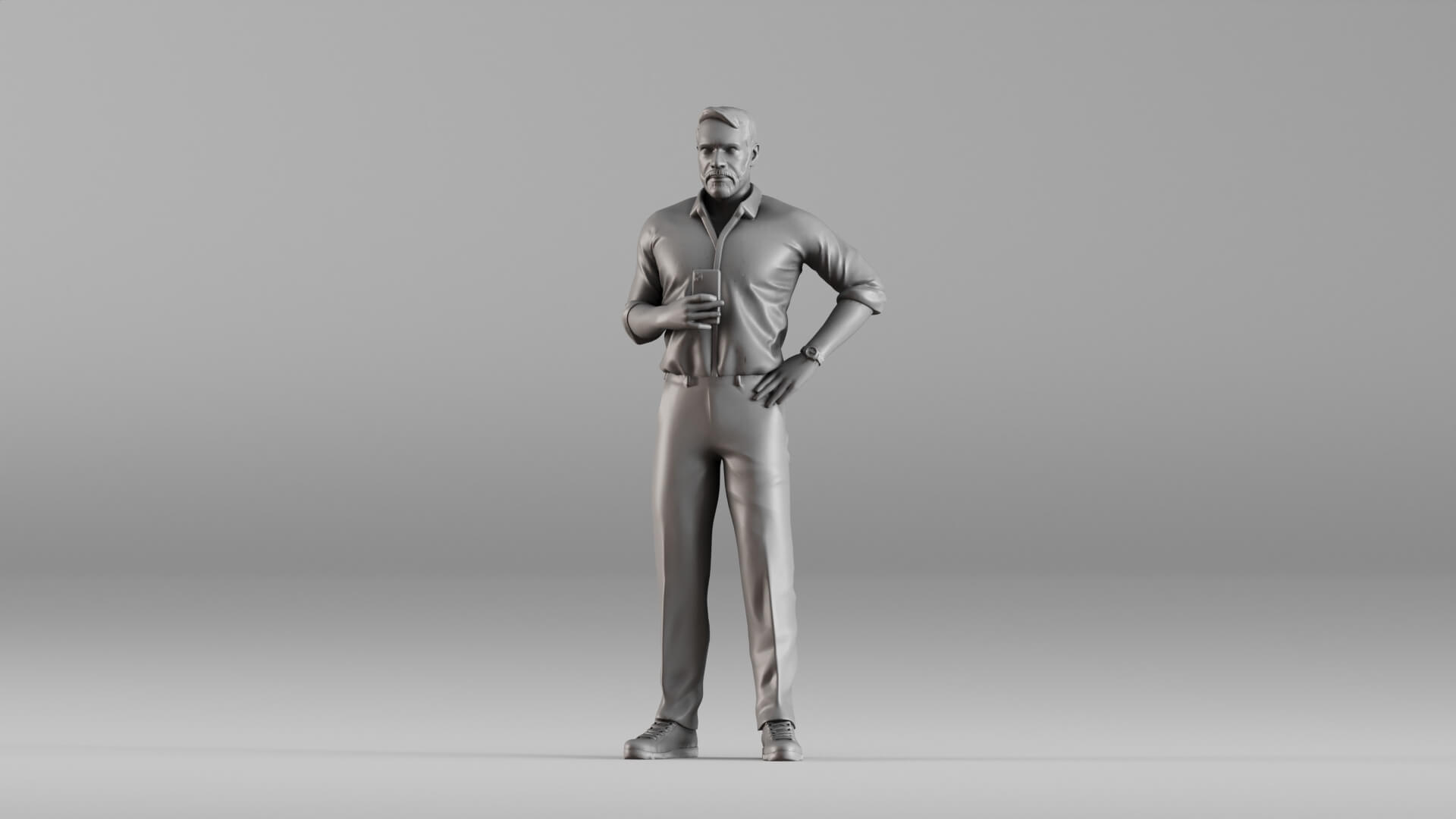 001617 Standing Man with Smartphone - 3D Model by 3DFarm