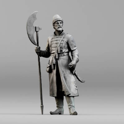 Halberd Rudder Guard 001640 Guard with Halberd 3D Scanned Historical Figure by 3DFarm