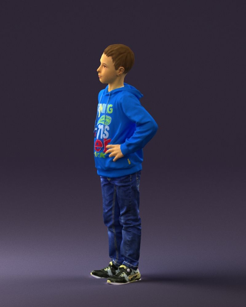 Boy in Blue Hoodie Jeans (0440) 3D Model by 3DFarm