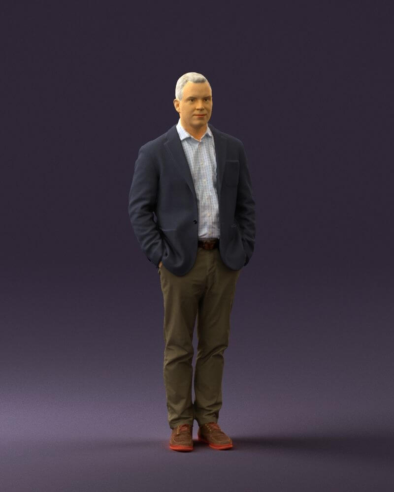 Man In Blue Jacket Brown Pants 0410 