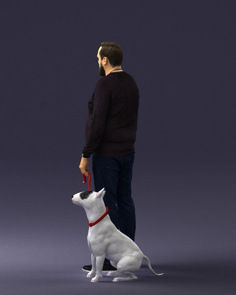 Man with Dog (0465) - 3D Model by 3DFarm