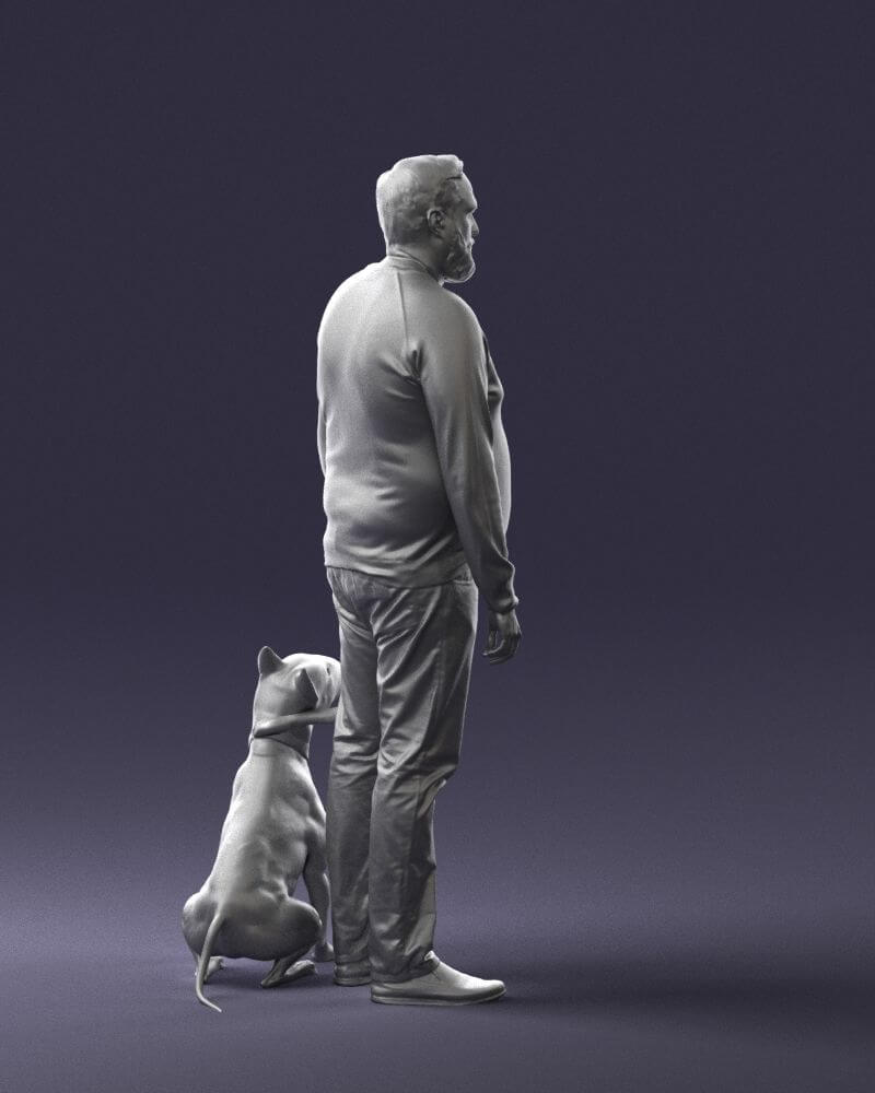 Man with Dog (0465) - 3D Model by 3DFarm
