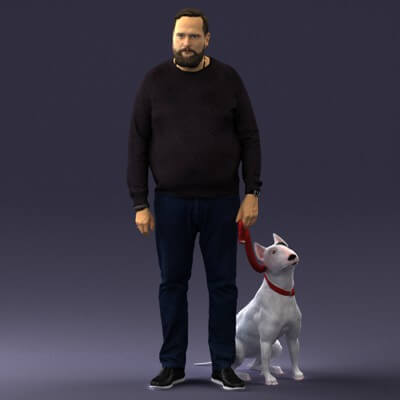 Man with Dog (0465) - 3D Model by 3DFarm