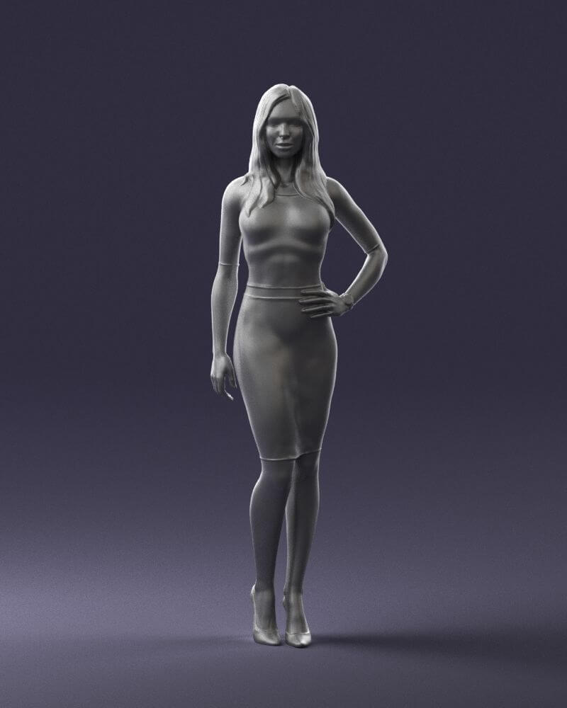 .obj girl Slender Blonde Girl in Top and Skirt (2021) - 3D Model by 3DFarm