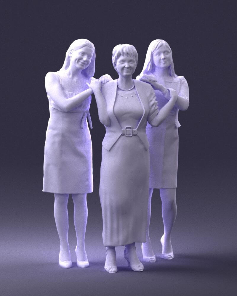 Three Women Hugging (0042) - 3D Model by 3DFarm