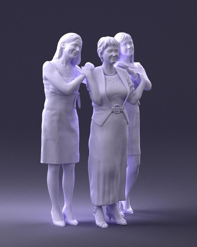 Three Women Hugging (0042) - 3D Model by 3DFarm