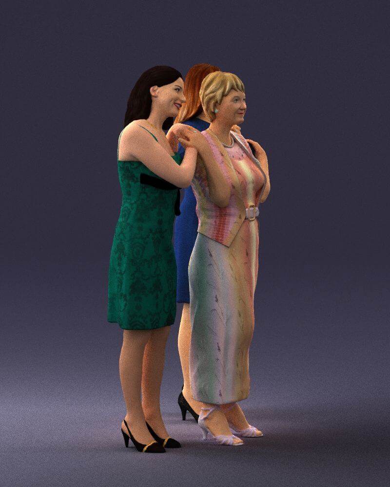 Three Women Hugging (0042) - 3D Model by 3DFarm
