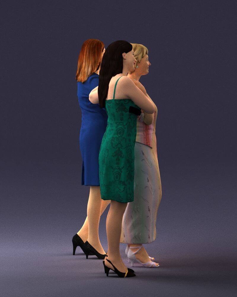 Three Women Hugging (0042) - 3D Model by 3DFarm