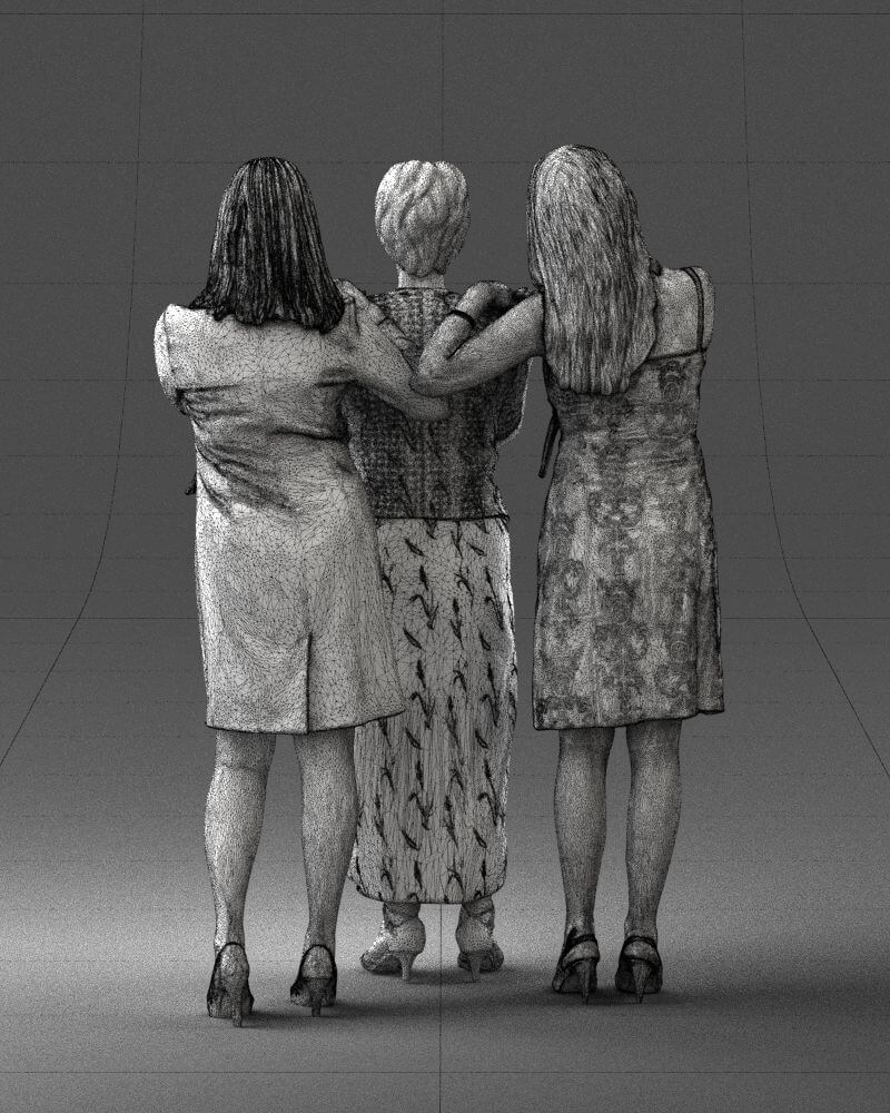 Three Women Hugging (0042) - 3D Model by 3DFarm