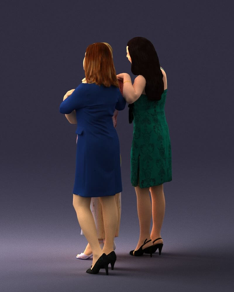 Three Women Hugging (0042) - 3D Model by 3DFarm