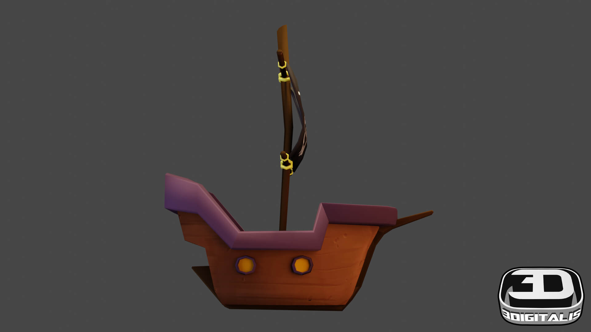 Stylized Pirate Ship Low Poly - 3D Model by 3Digitalis