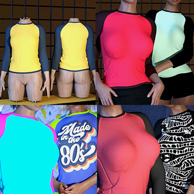 3Dlokis dForce Long Sleeve Raglan for G8F/G9 Bundle