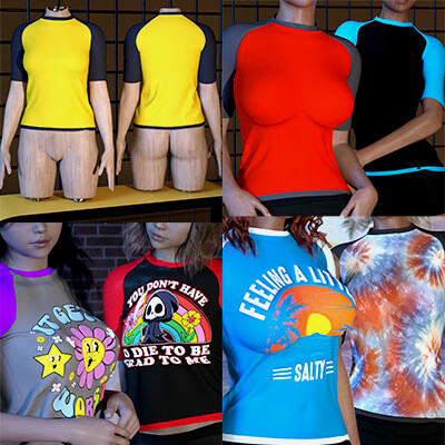 3Dlokis dForce Short Sleeve Raglan for G8F/G9 Bundle