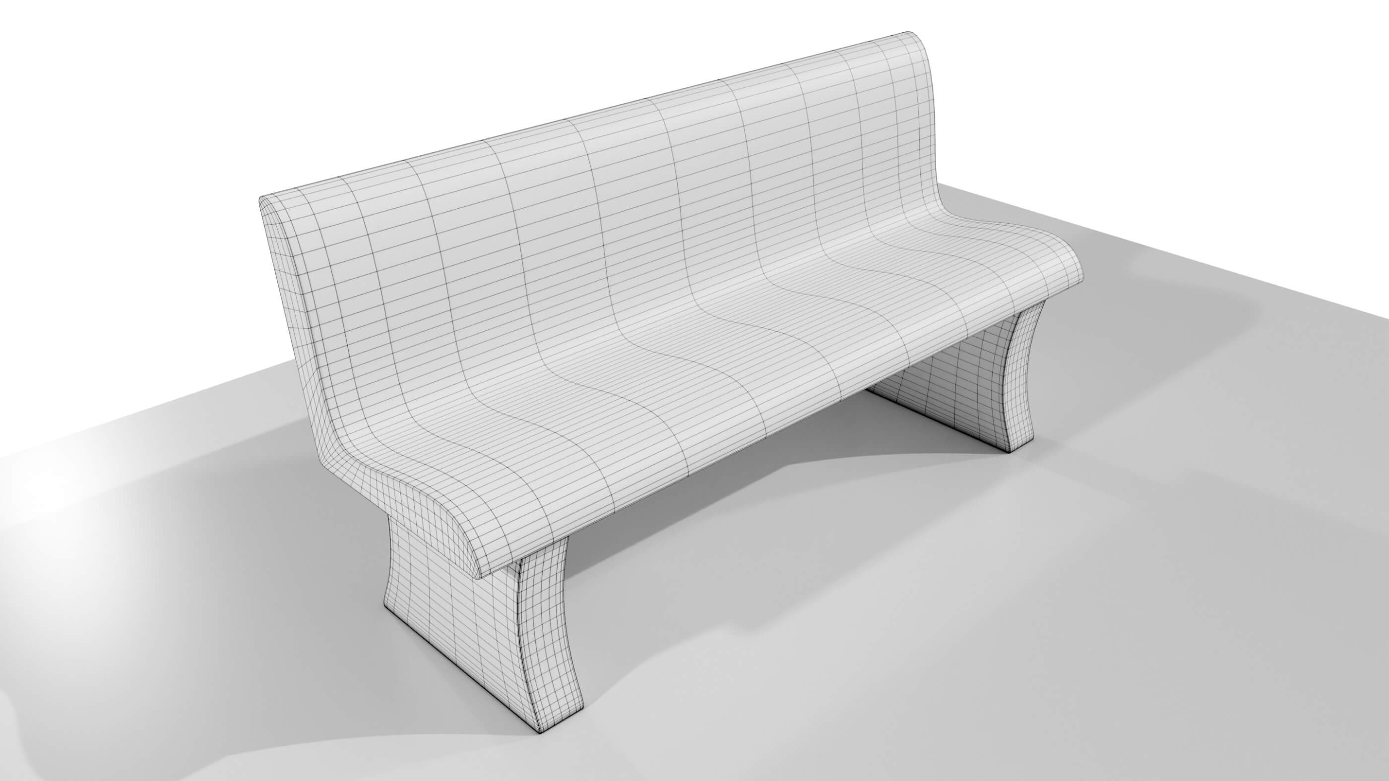 Concrete Bench 3D Model by 3Dmae