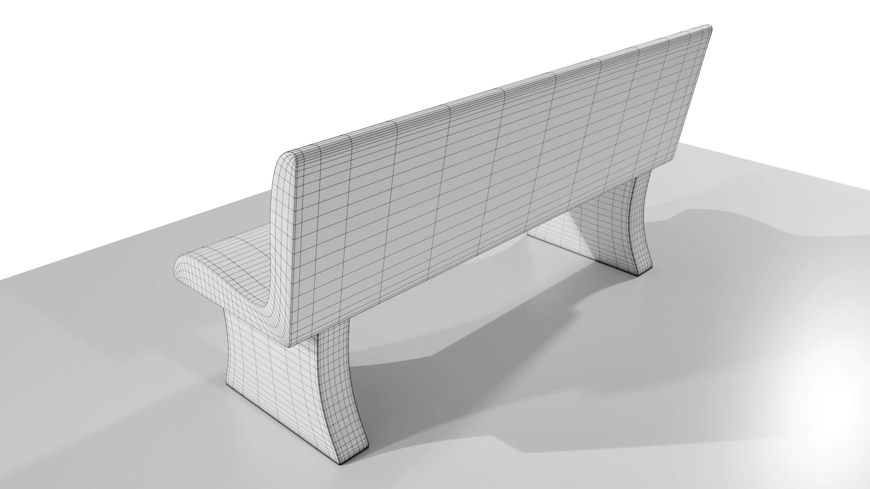 Concrete Bench 3D Model by 3Dmae