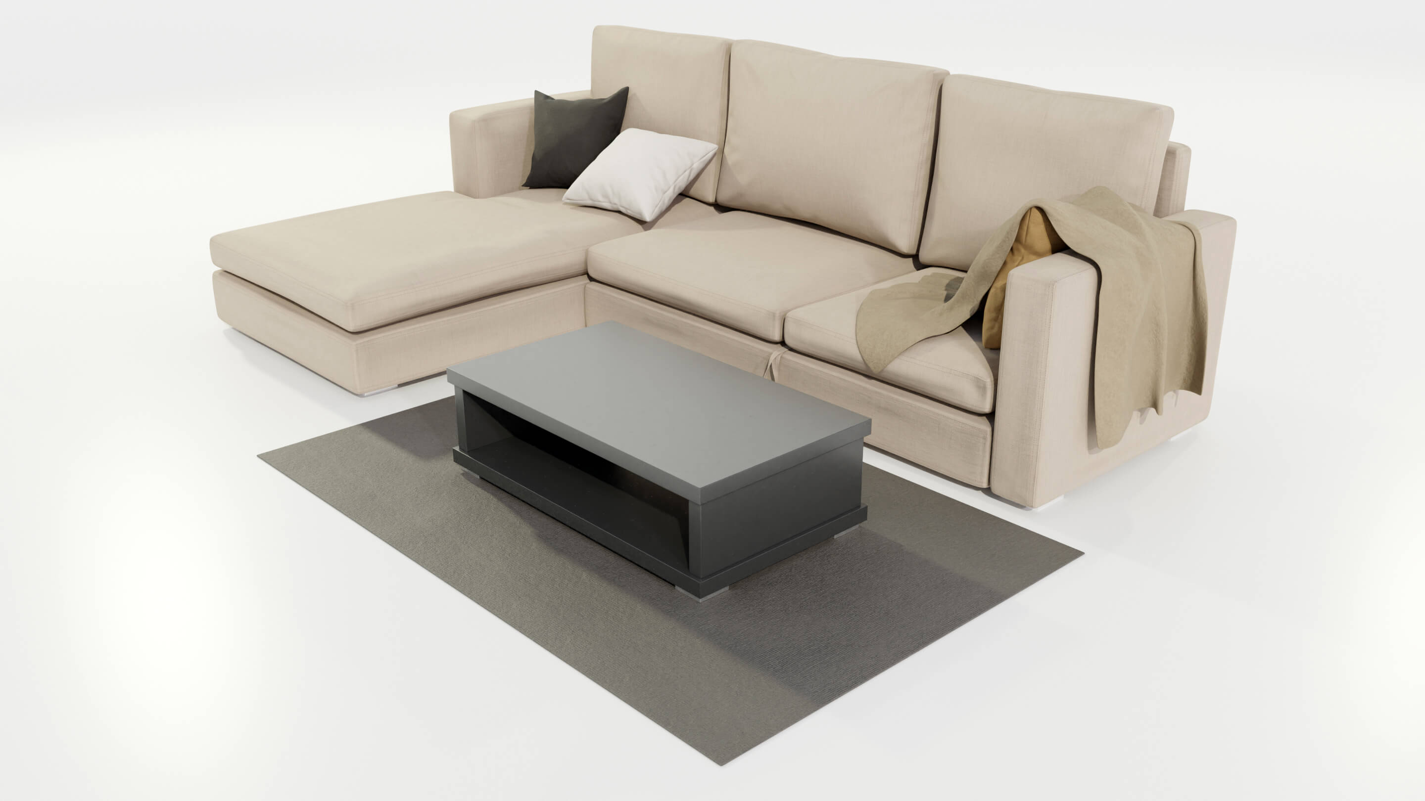 Couch and Coffee Table 3D Model by 3Dmae