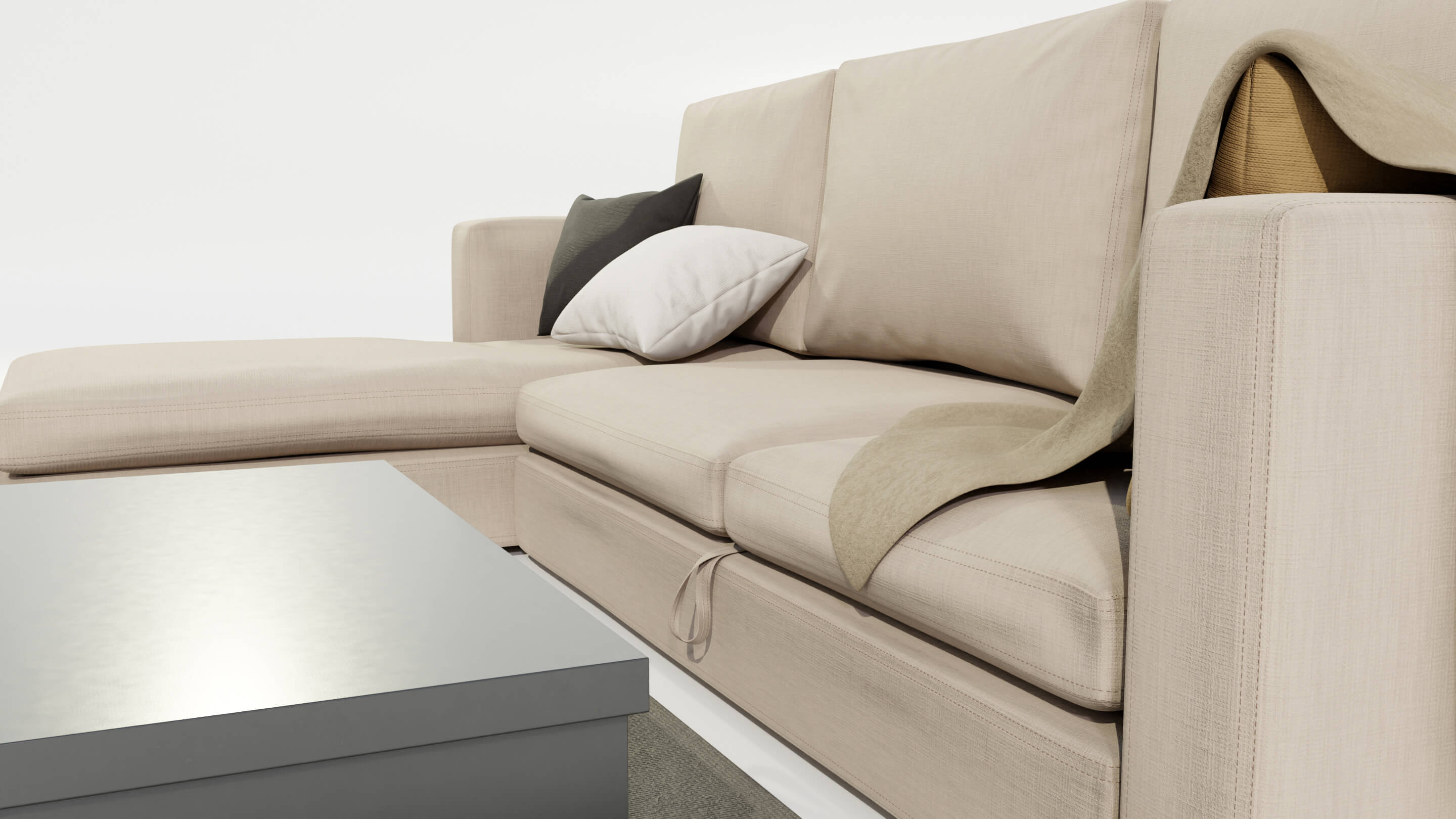 Couch and Coffee Table 3D Model by 3Dmae