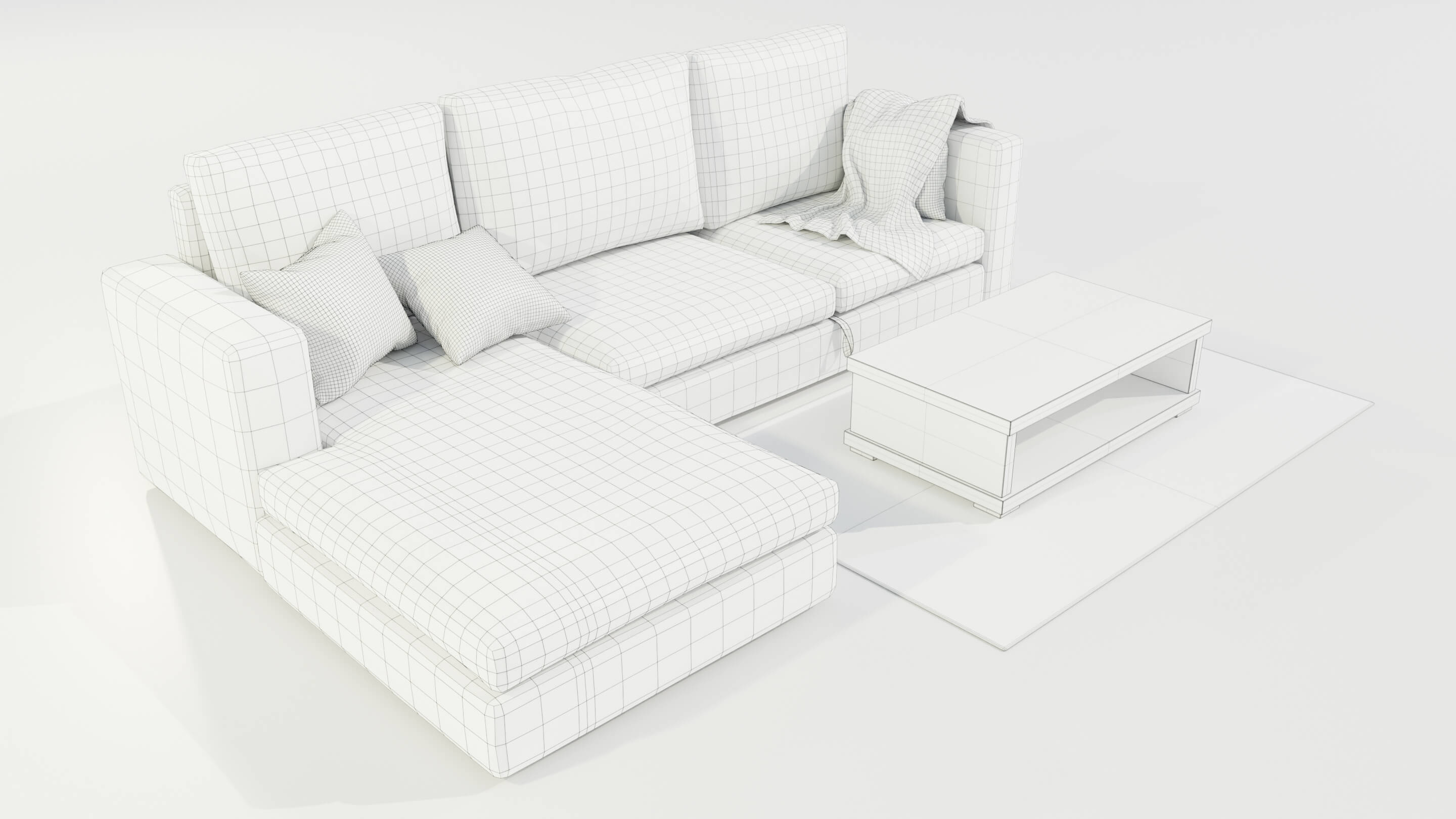 Couch and Coffee Table 3D Model by 3Dmae