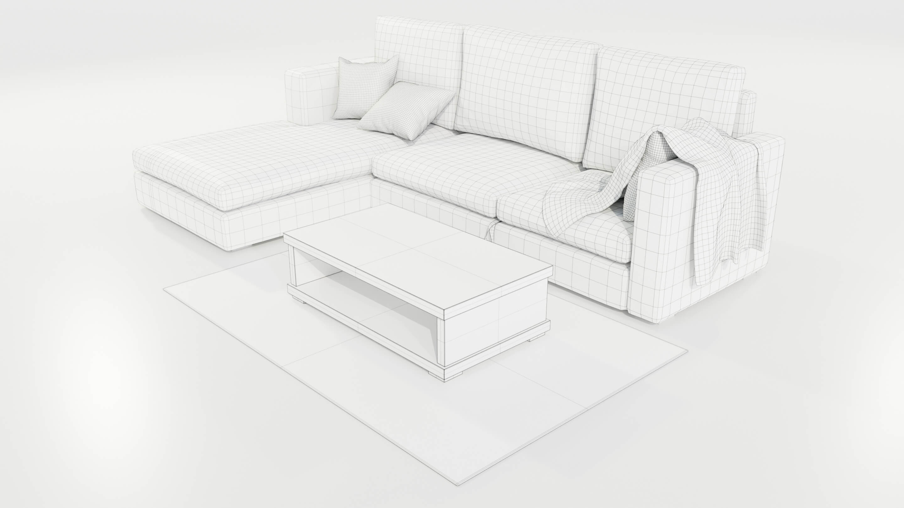 Couch and Coffee Table 3D Model by 3Dmae
