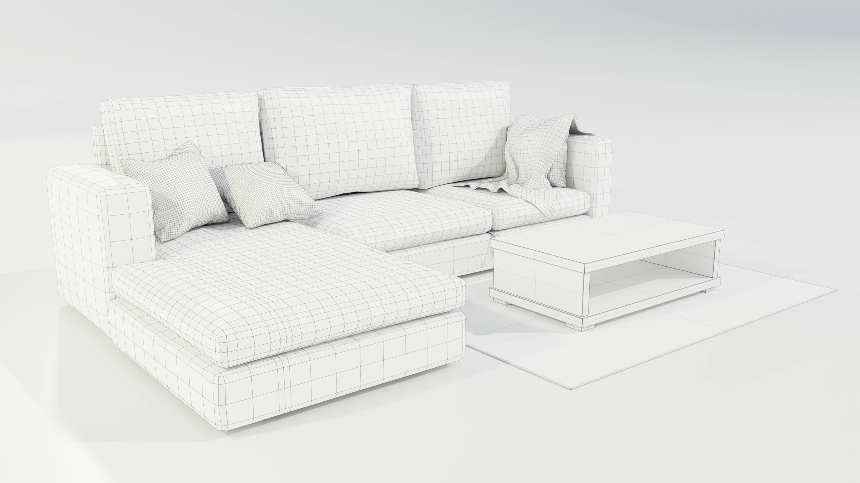 Couch and Coffee Table 3D Model by 3Dmae