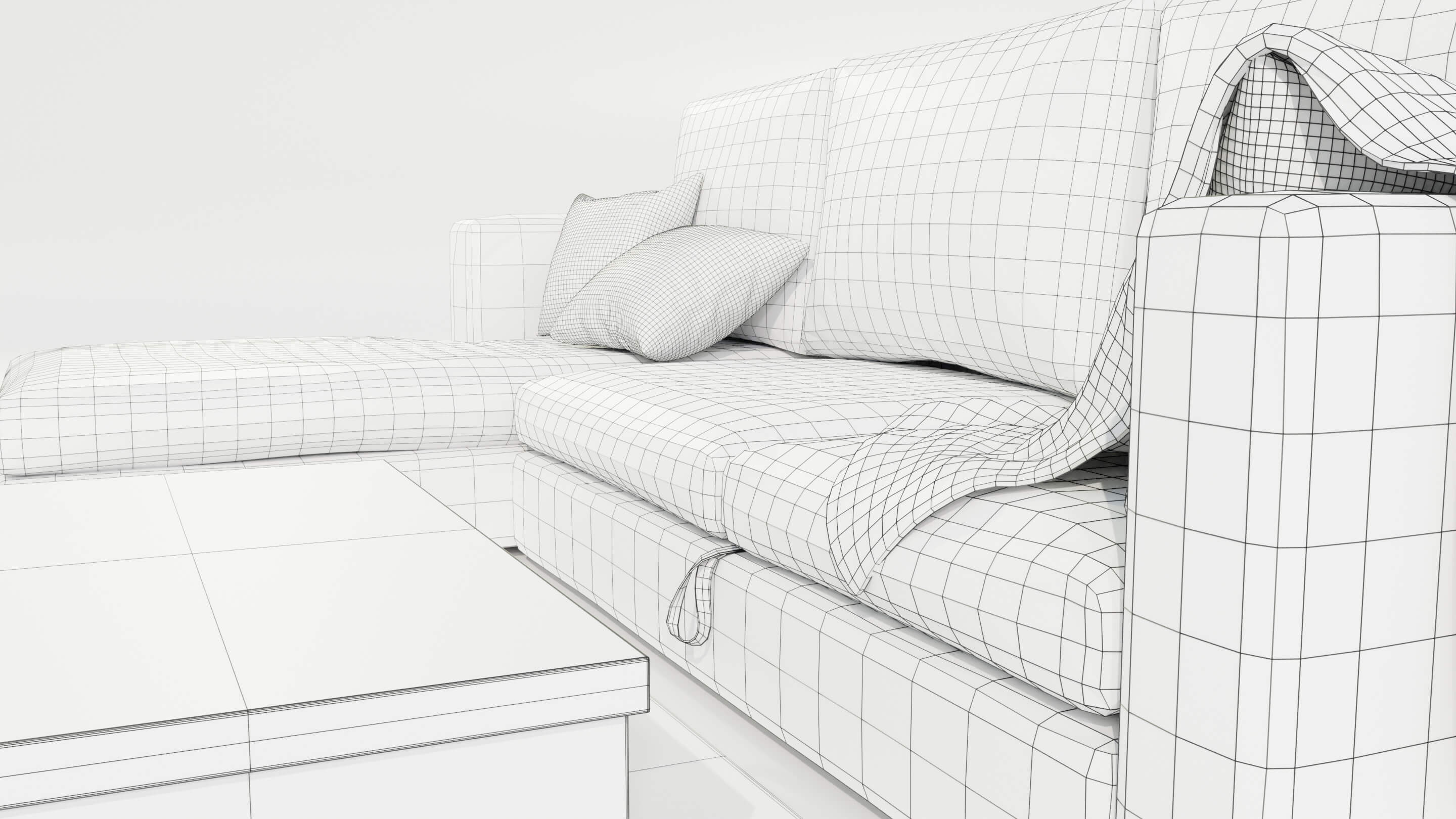 Couch and Coffee Table 3D Model by 3Dmae