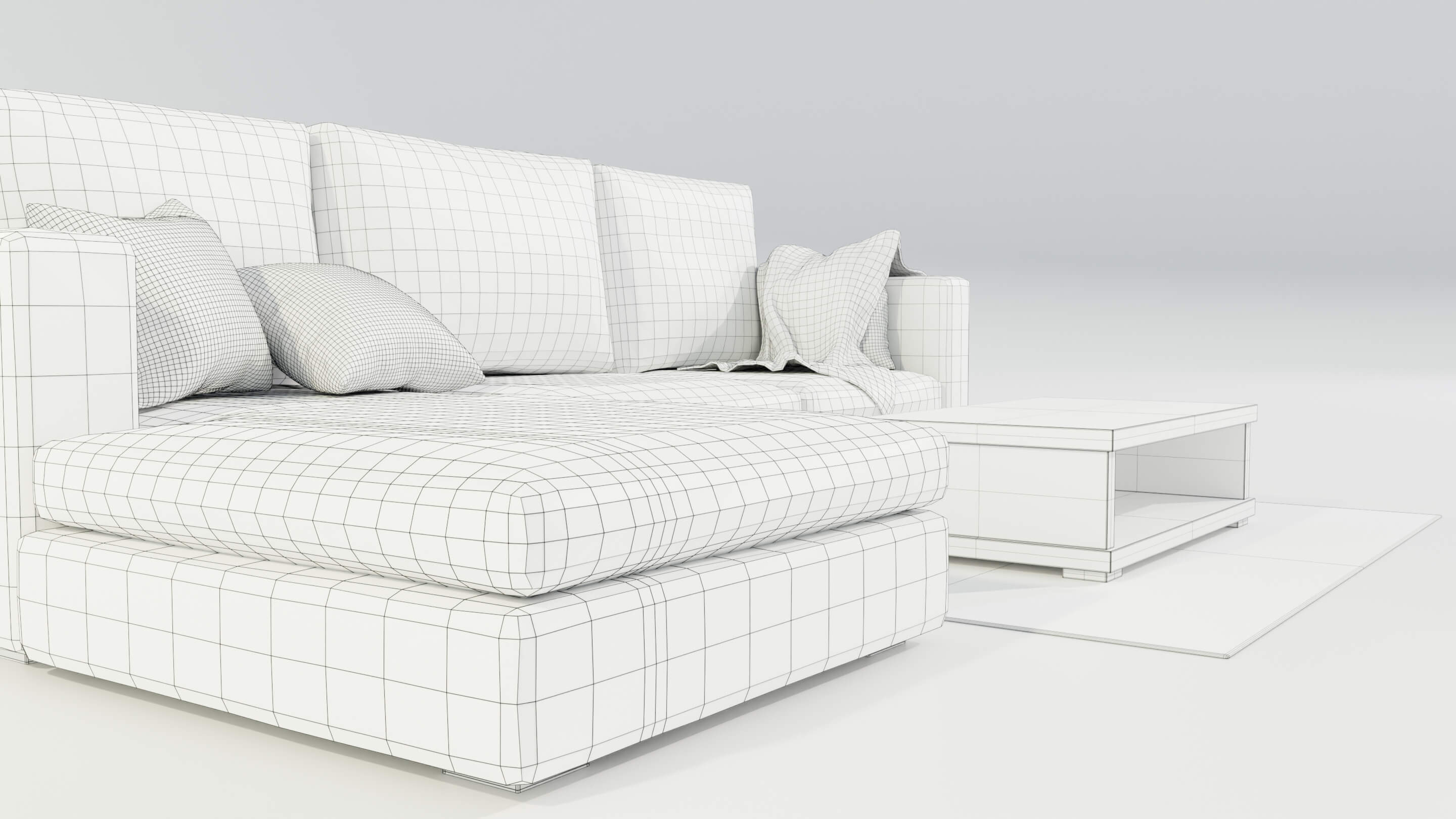 Couch and Coffee Table 3D Model by 3Dmae