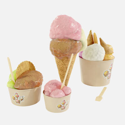 Ice Cream Cone and Cups