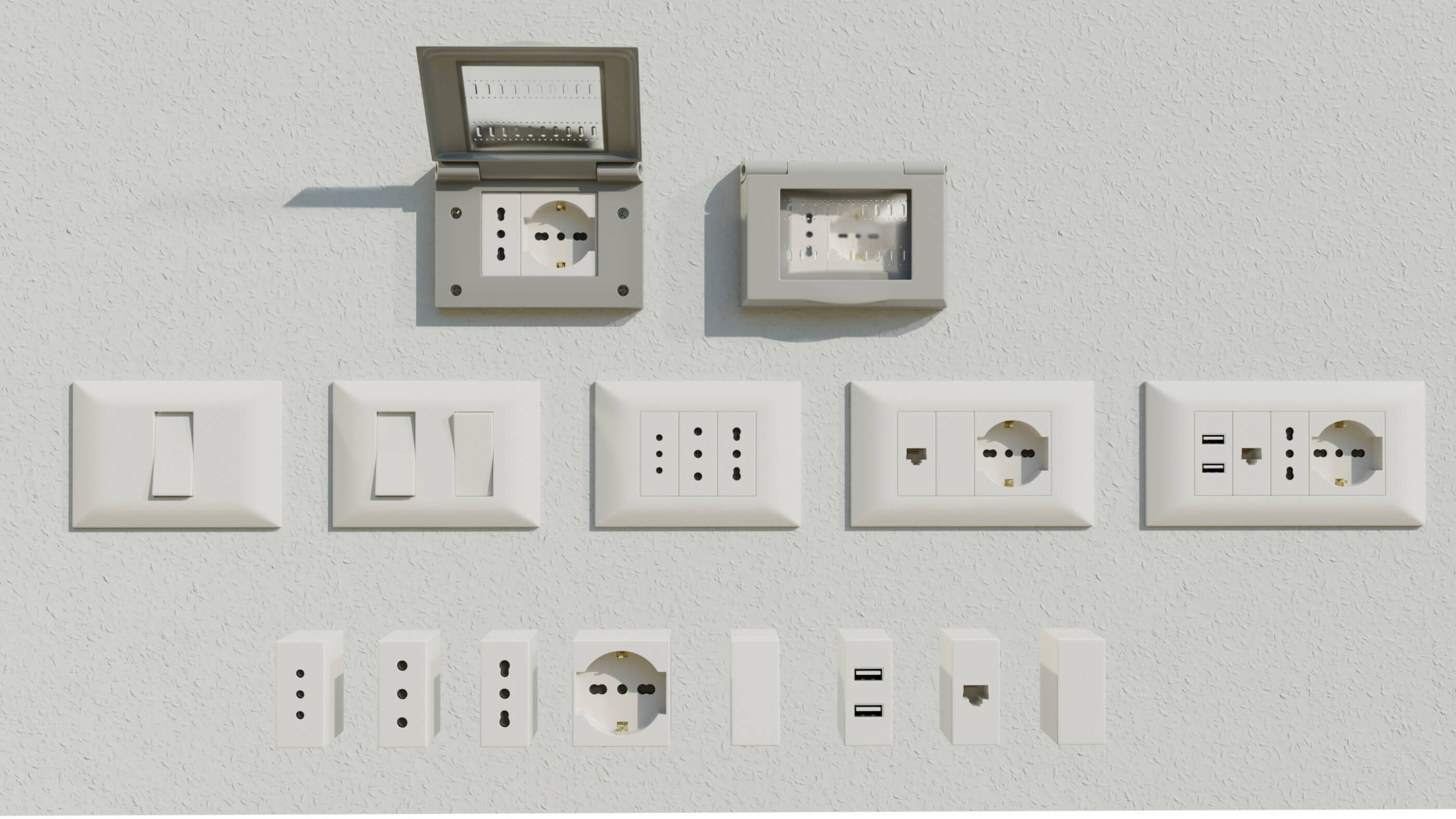 Italian Electrical Sockets Collection 3D Model by 3Dmae