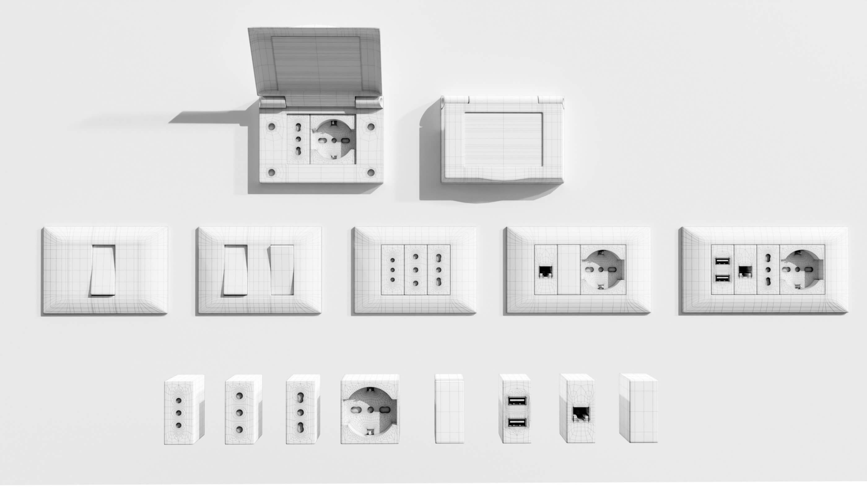 Italian Electrical Sockets Collection 3D Model by 3Dmae
