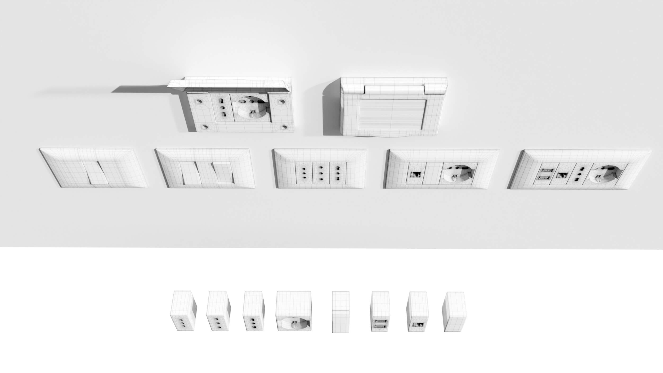 Italian Electrical Sockets Collection 3D Model by 3Dmae