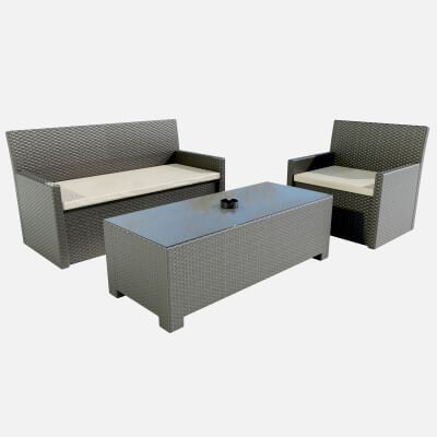 Polyrattan Outdoor Table and Armchairs