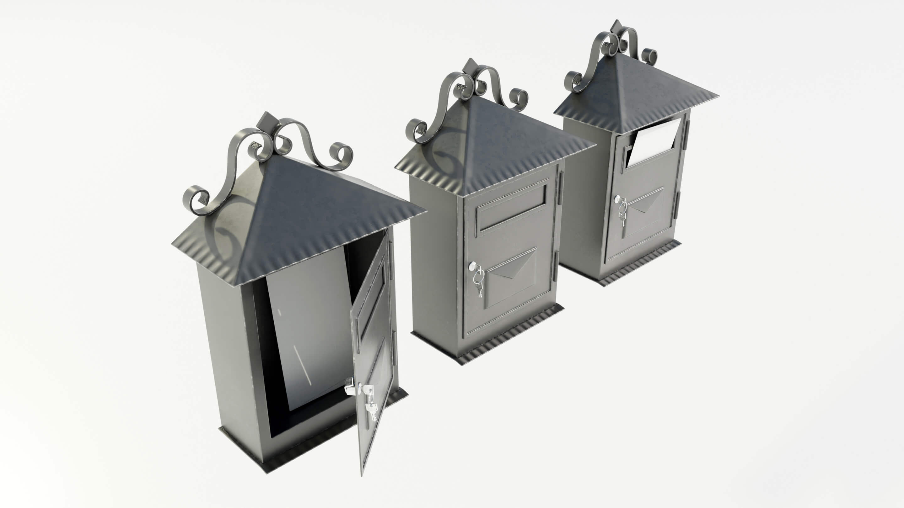 Wall Mounted Wrought Iron Mailbox 3D Model by 3Dmae