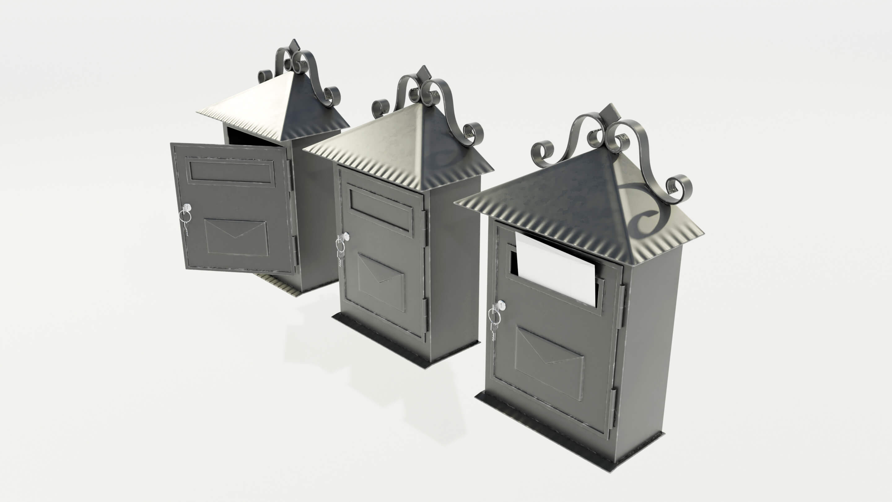 Wall Mounted Wrought Iron Mailbox 3D Model by 3Dmae