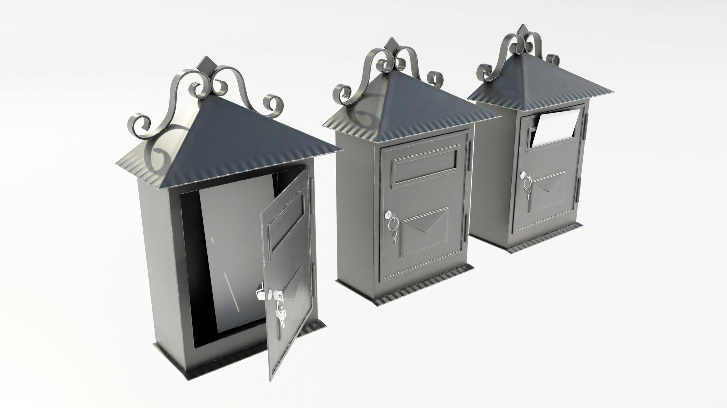 Wall Mounted Wrought Iron Mailbox 3D Model by 3Dmae