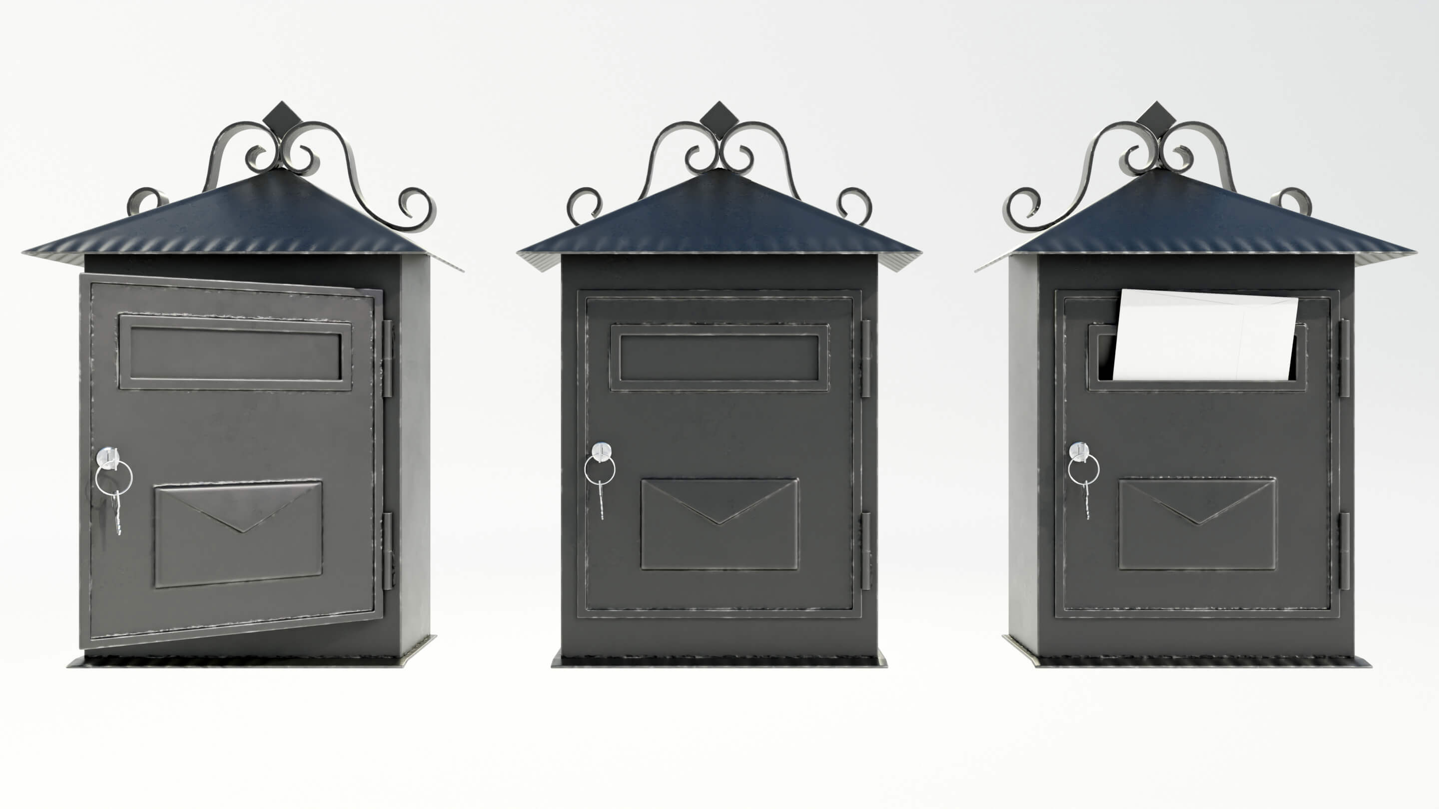 Wall Mounted Wrought Iron Mailbox 3D Model by 3Dmae