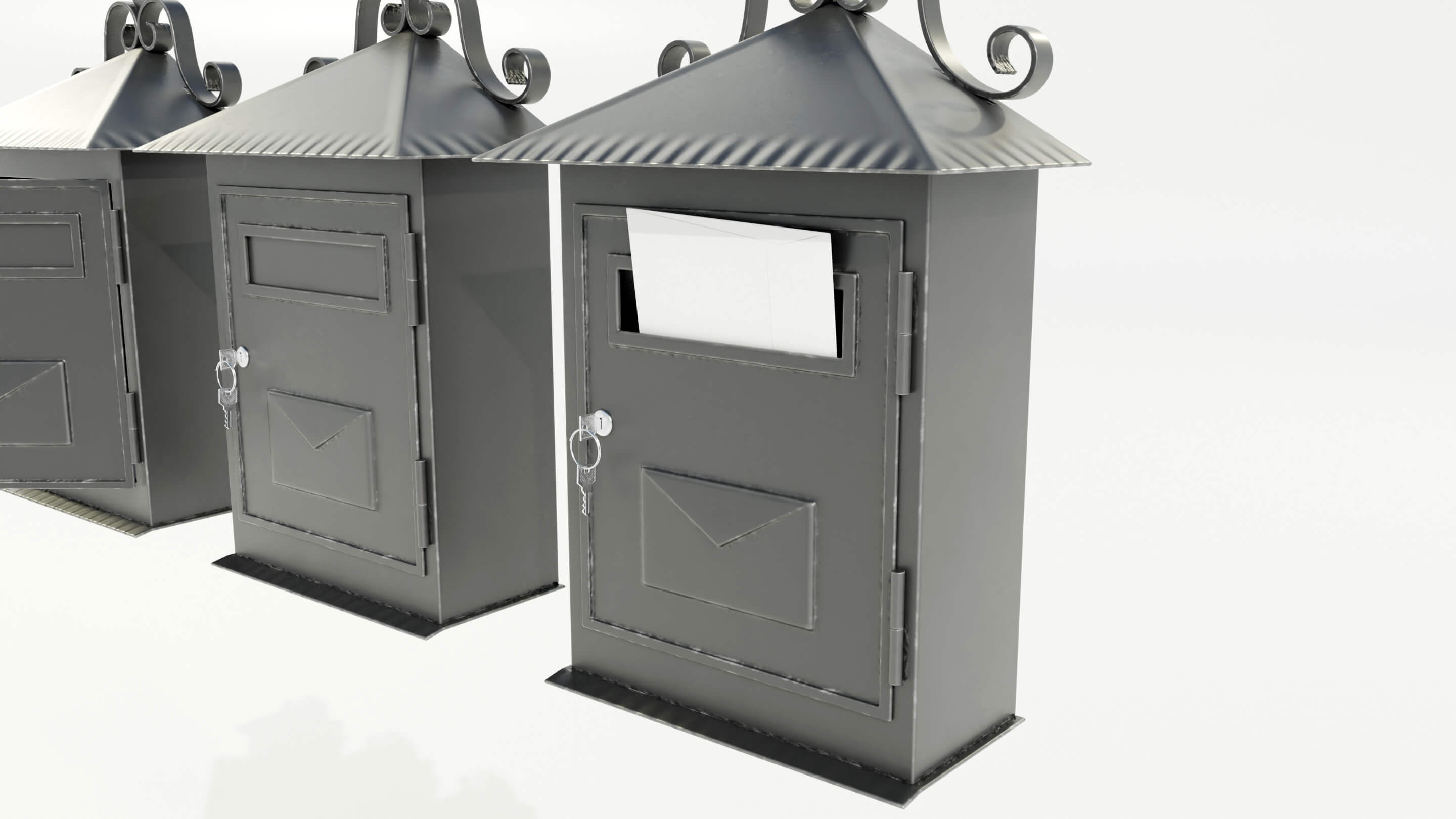 Wall Mounted Wrought Iron Mailbox 3D Model by 3Dmae