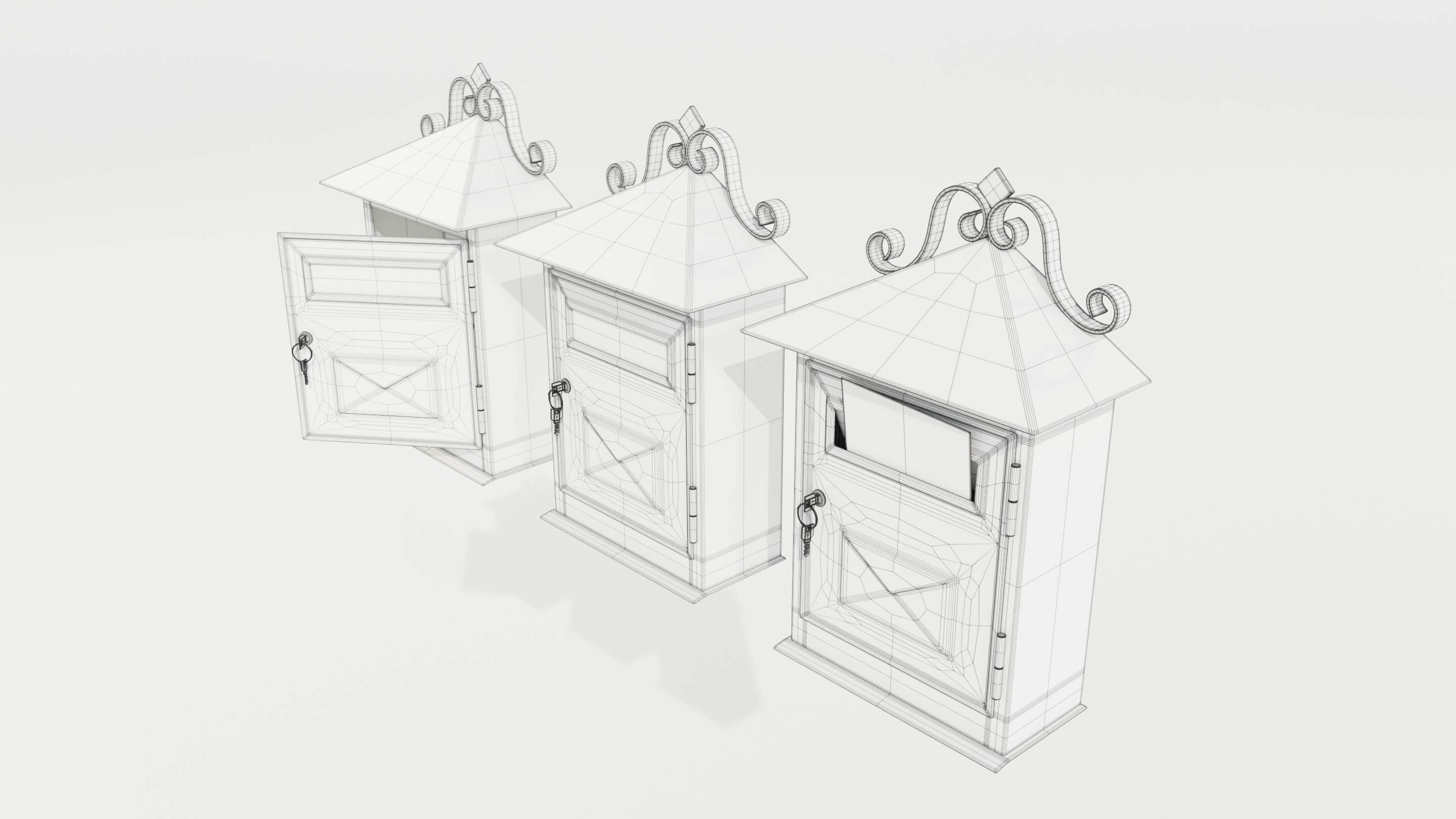 Wall Mounted Wrought Iron Mailbox 3D Model by 3Dmae