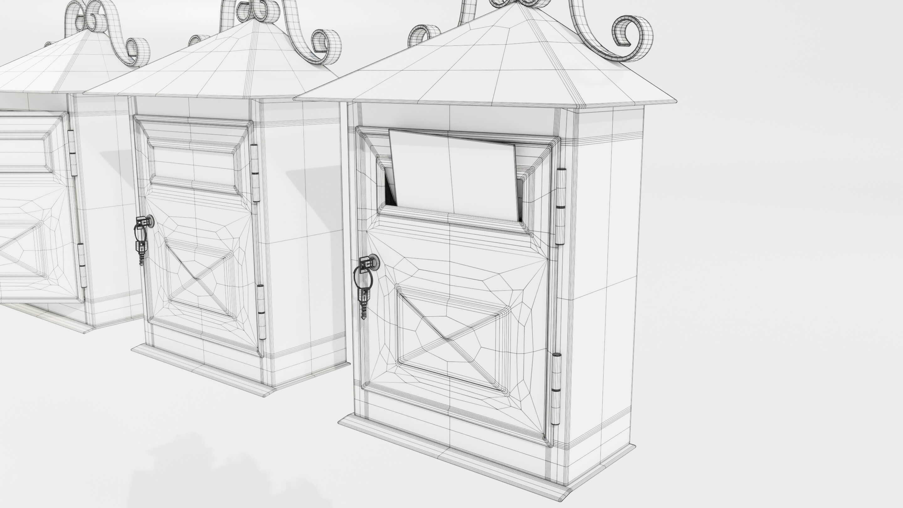 Mailbox In Rendered Wall Wall Mounted Wrought Iron Mailbox - 3D Model by 3Dmae