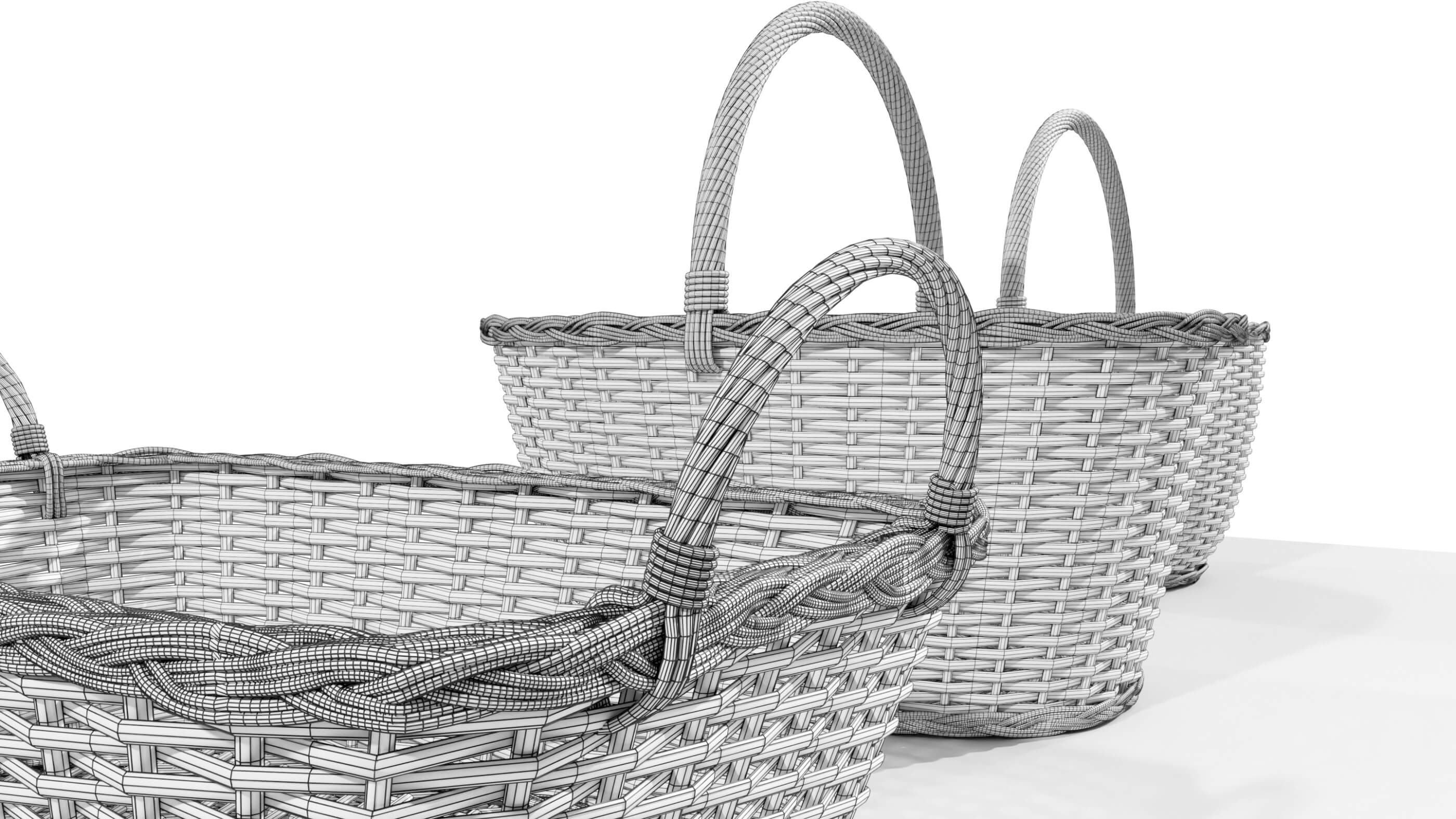 Wicker Baskets 3D Model by 3Dmae