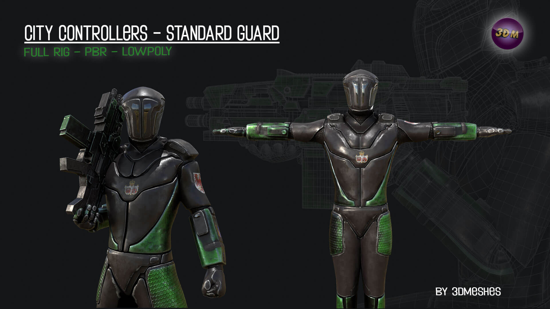Controller Rig 3d City Controllers - Standard Guard - Full Rig PBR Low Poly 3D Model by ...