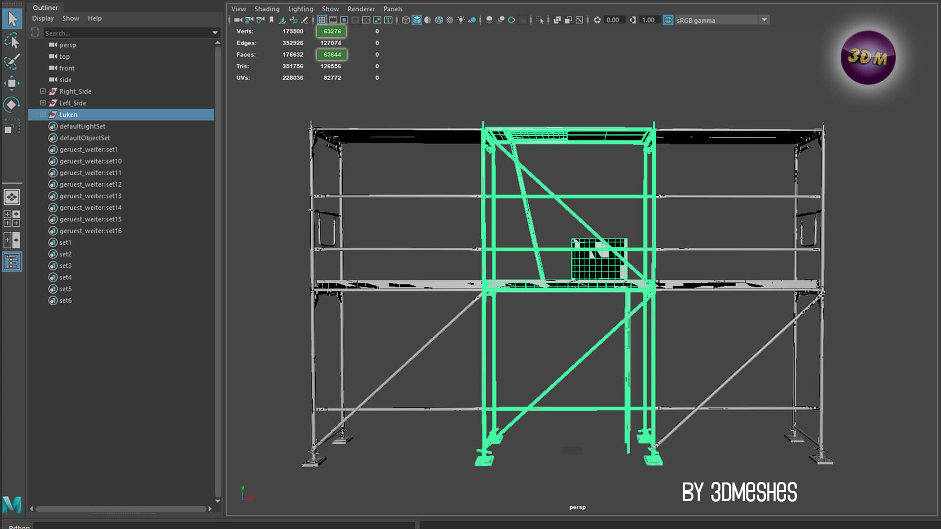 Working Scaffolding Set - Rux Super 3D Model by 3dmeshes