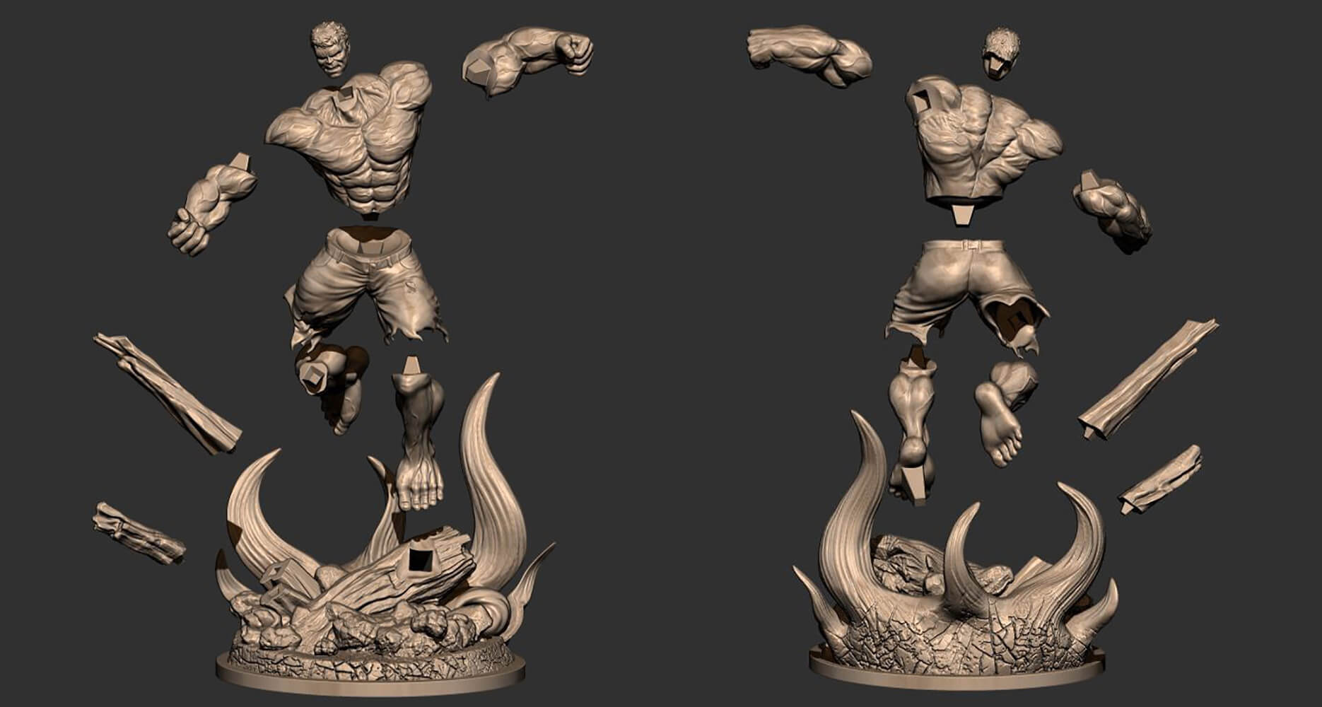 Angry Hulk Statues - 3D Model by 3DModelDesigner