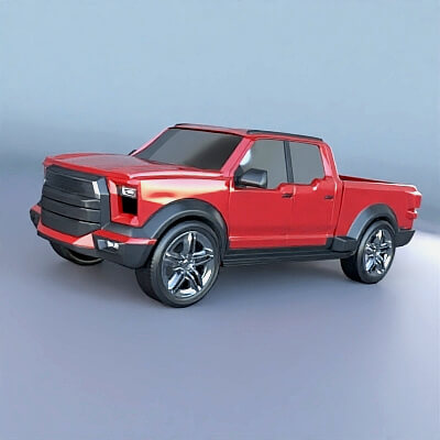 Generic Pickup Concept Vehicle 3D Rendering