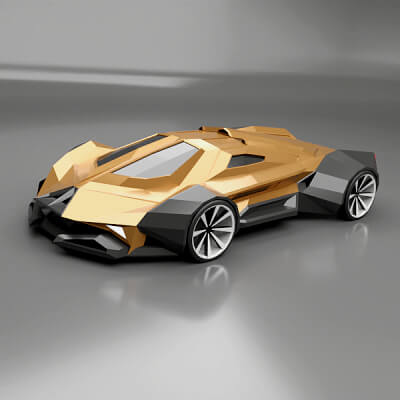 Lowpoly Hypercar Concept 3D Model