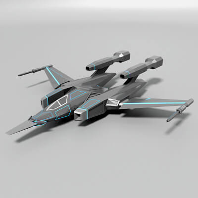 Spaceship Fighter Low Poly Concept by 3dmodelsbyme