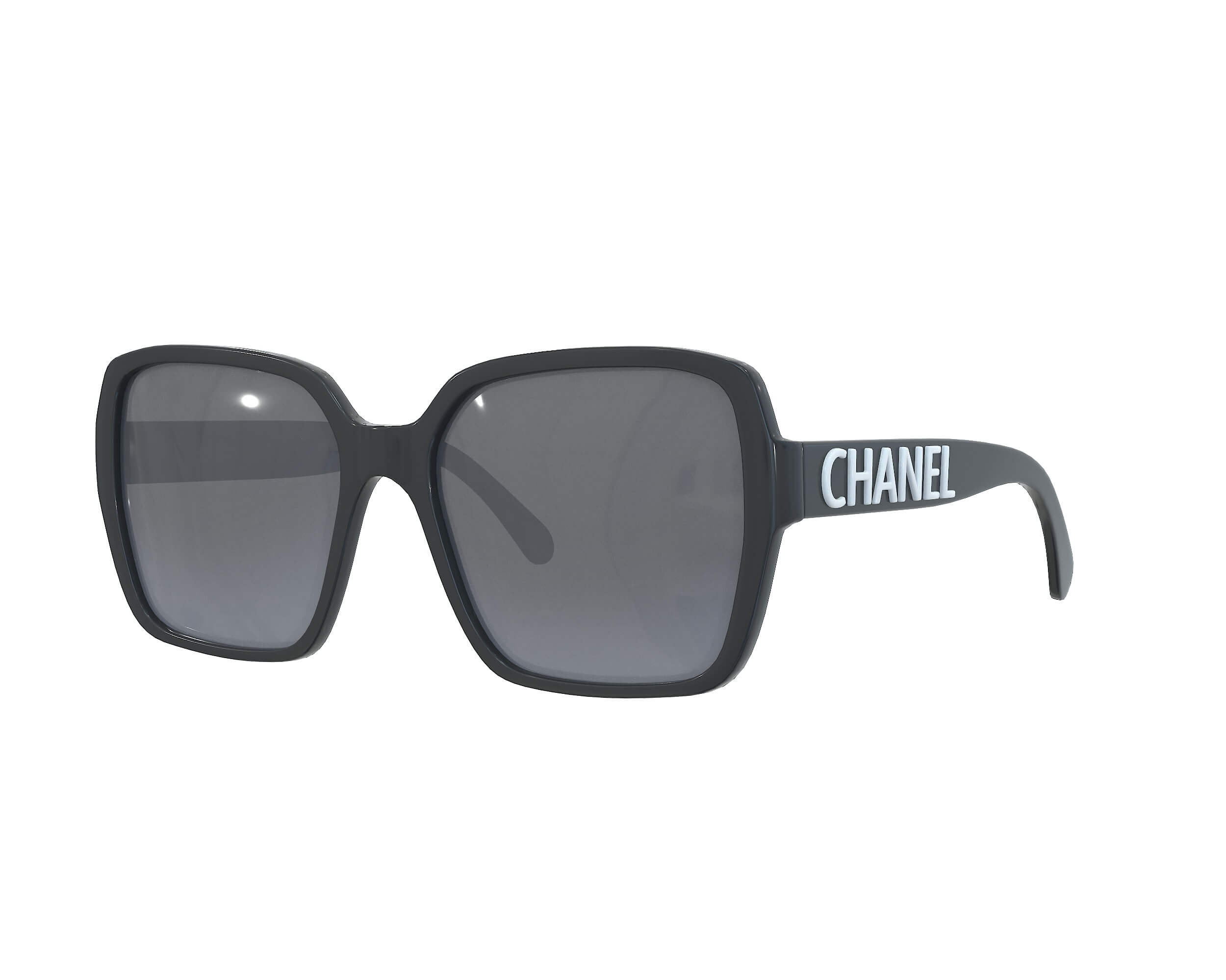 CHANEL plastic Side logo square shape sunglasses 5408-A black 56□17