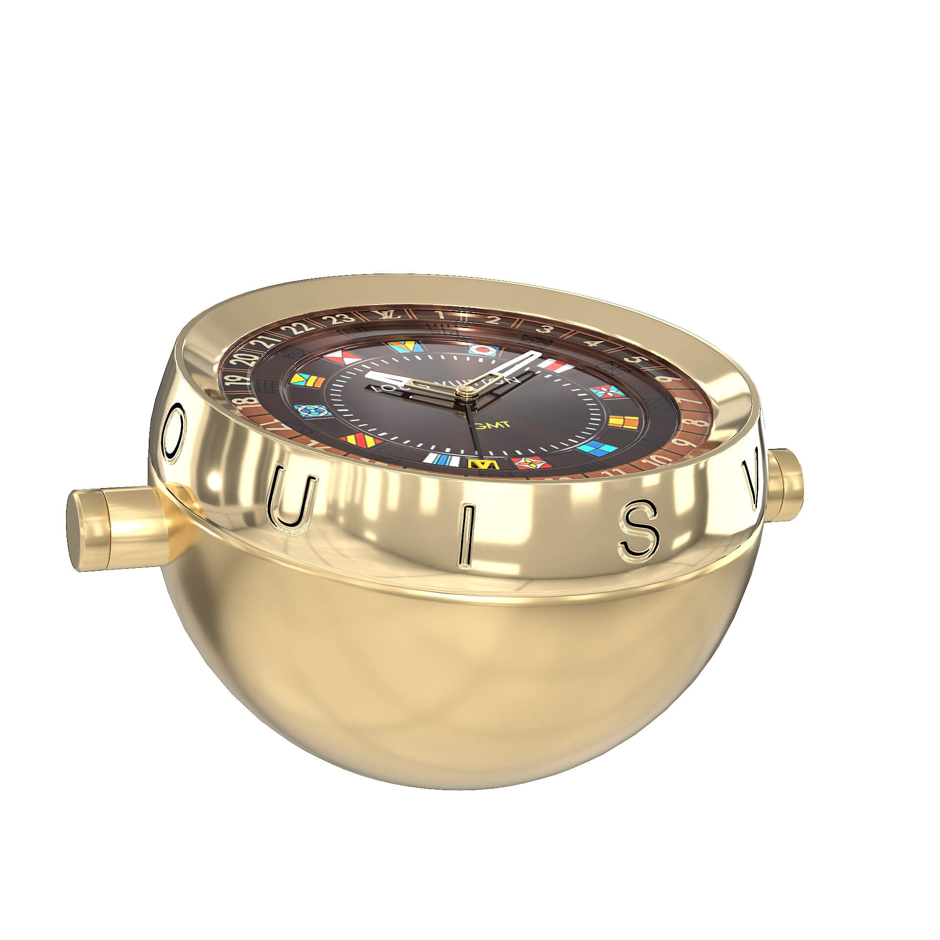 Louis Vuitton Trunk Table Clock 80mm Steel Monogram 3D Model by 3dmonk